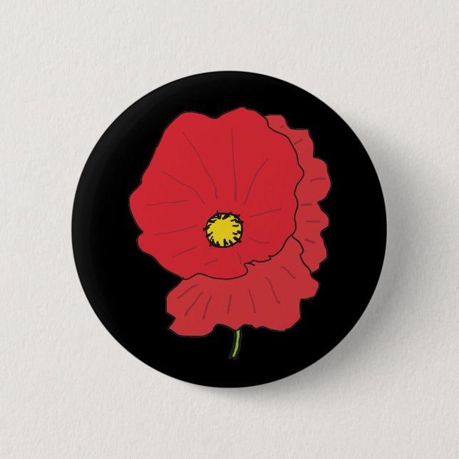 Poppy 6 Cm Round Badge (Front)