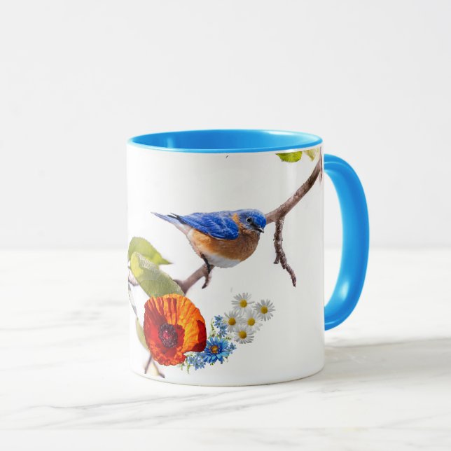 poppy and bird mug (Front Right)