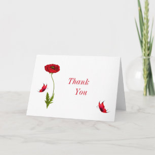 Poppy and Butterfly Folded Thank You Card