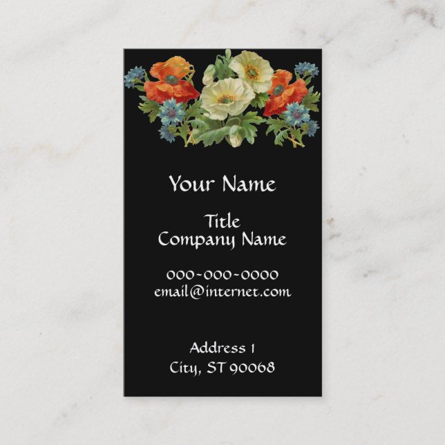 Poppy and Cornflowers Floral Art Business Cards (Front)