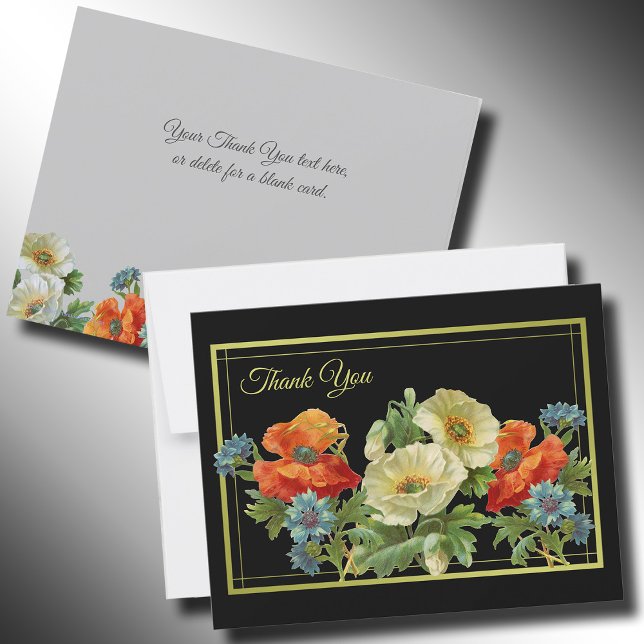 Poppy and Cornflowers Thank You Editable Floral Card (Creator Uploaded)