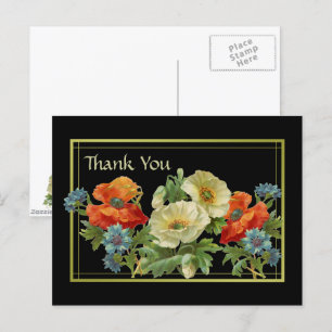 Poppy and Cornflowers Thank You Floral Postcard
