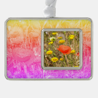 Poppy and yellow daisies postcard metal ornament T