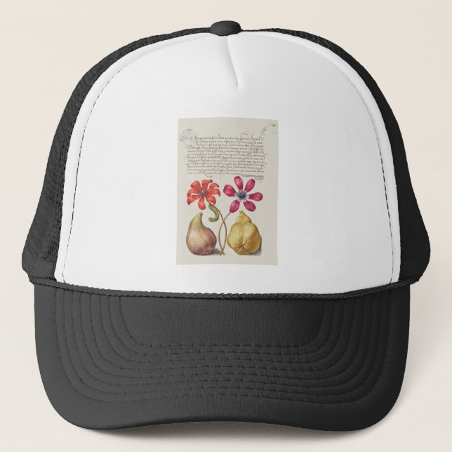 Poppy Anemones, Caterpillar, Fig, and Quince Trucker Hat (Front)