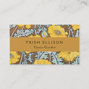 Poppy Art Illustration Flower Nouveau  Business Card