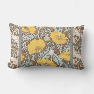 Poppy Art Illustration Flower Nouveau  Lumbar Cushion