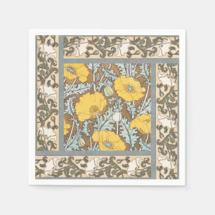 Poppy Art Illustration Flower Nouveau  Napkin