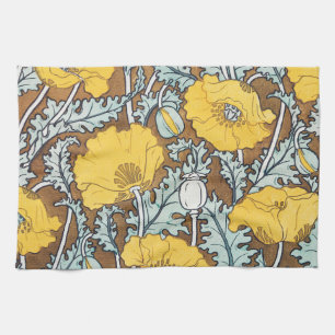 Poppy Art Illustration Flower Nouveau  Tea Towel