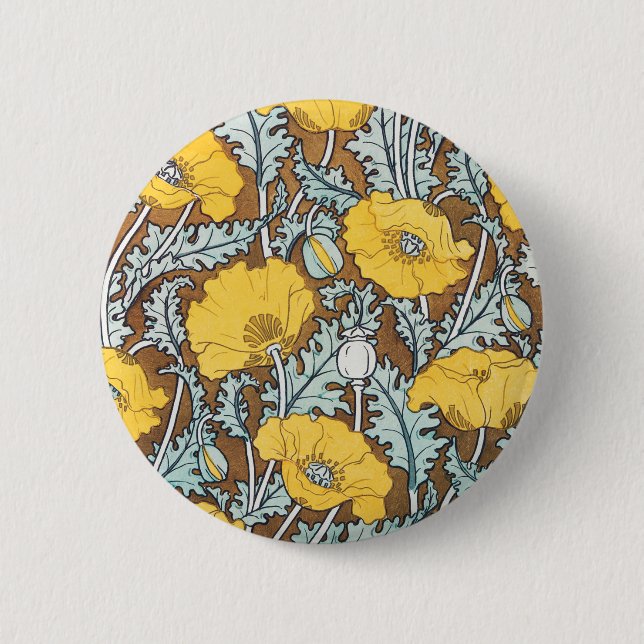 Poppy Art Illustration Flower Pattern 6 Cm Round Badge (Front)