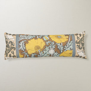 poppy art illustration yellow flower body cushion