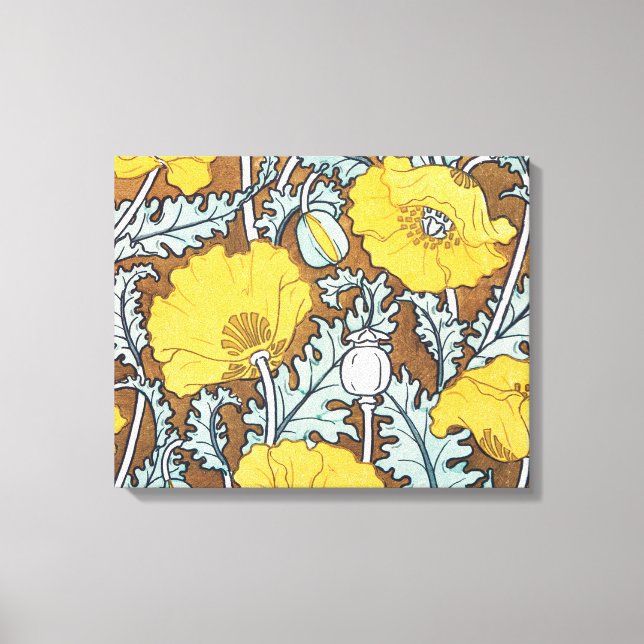 poppy art illustration yellow flower canvas print (Front)