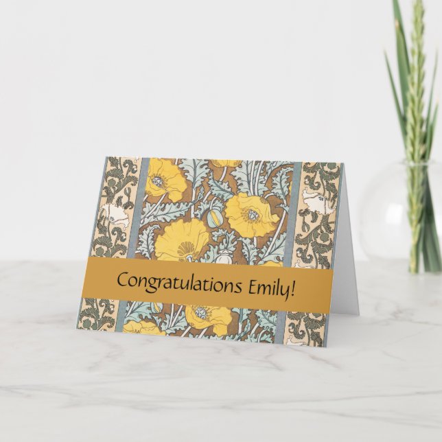 poppy art illustration yellow flower card (Front)