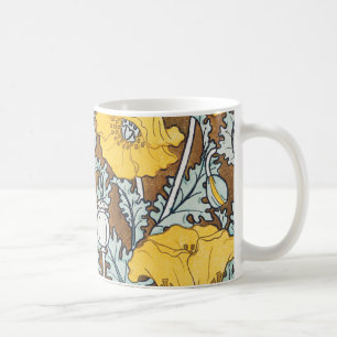 poppy art illustration yellow flower coffee mug