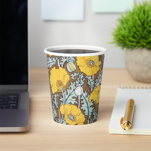 poppy art illustration yellow flower paper cups (Insitu)