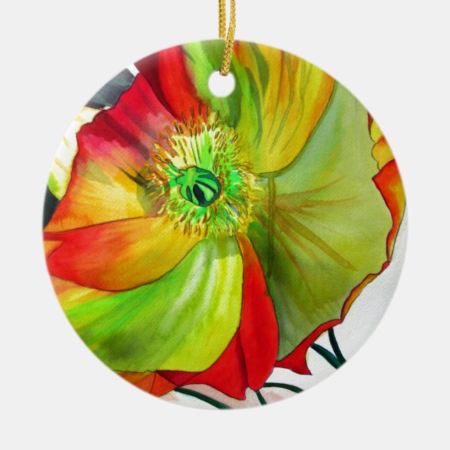 Poppy Art macro poppy Ceramic Tree Decoration (Front)