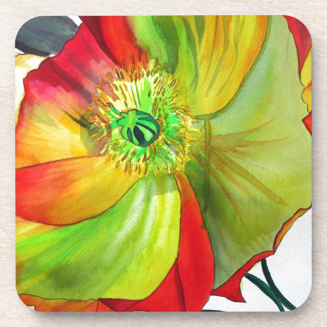 Poppy Art macro poppy Coaster (Front)