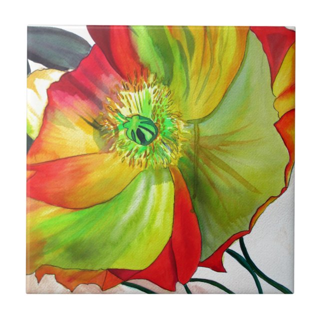 Poppy Art macro poppy Tile (Front)