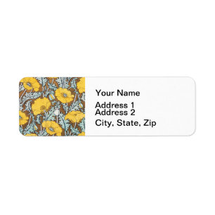 Poppy Art Nouveau Illustration Yellow Flower