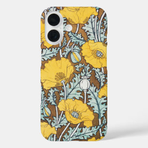 Poppy Art Nouveau Illustration Yellow Flower iPhone 16 Case