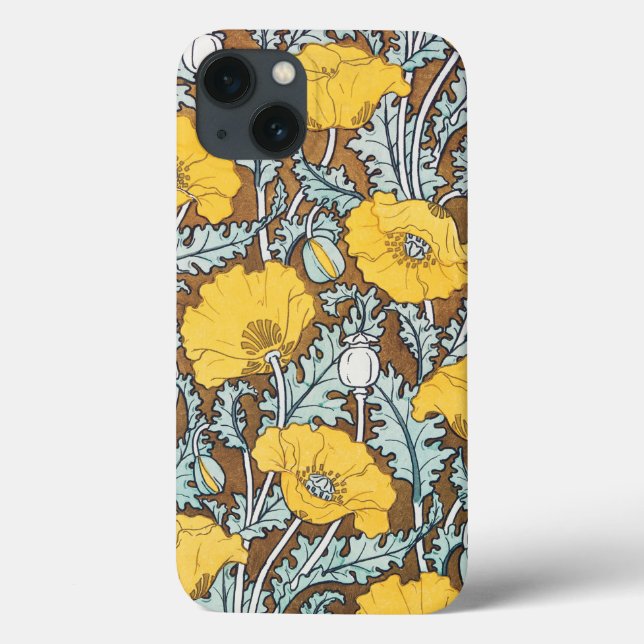 Poppy Art Nouveau Illustration Yellow Flower Case-Mate iPhone Case (Back)