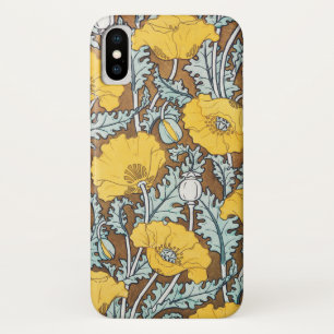 Poppy Art Nouveau Illustration Yellow Flower iPhone X Case
