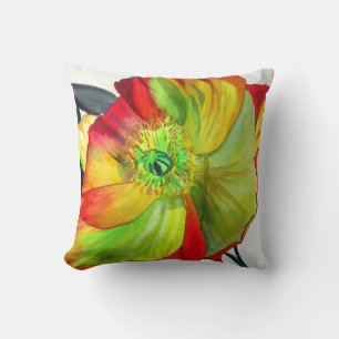 Poppy Art watercolour flower art Cushion