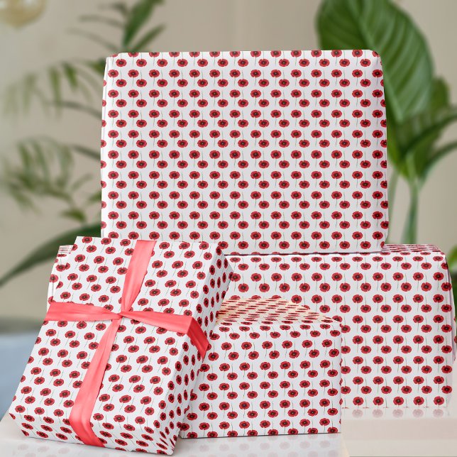 Poppy August Birthday Flower Wrapping Paper (Cute red poppy wrapping paper just for you)