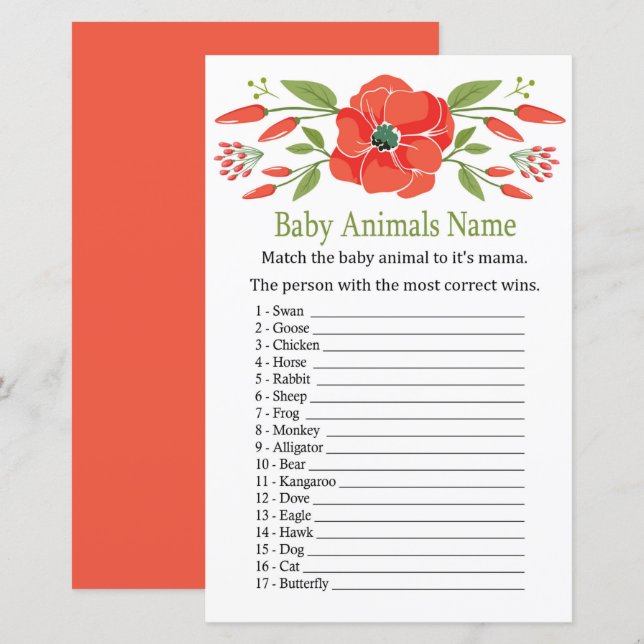 Poppy Baby Animals Name Game (Front/Back)