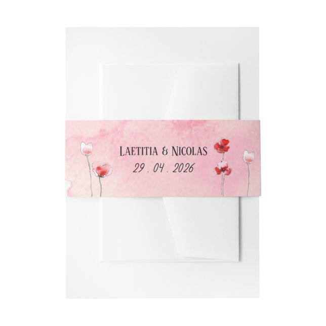 "Poppy" Banner Invitation Belly Band (Front Example)