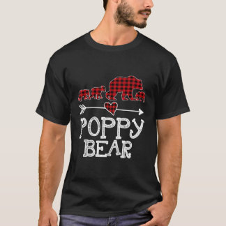 Poppy Bear Christmas Pajama Red Plaid Buffalo Fami T-Shirt