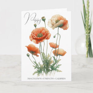 Poppy Birth Flower August Birthday Card