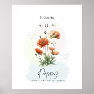 Poppy Birth Flower for August Poster