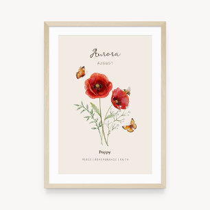 Poppy Birth Month Flower Poster