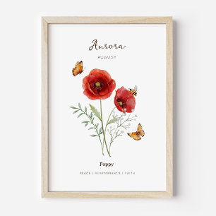 Poppy Birth Month Flower Poster