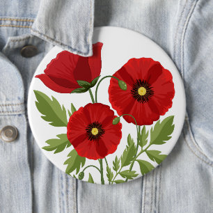 Poppy blooming joyful Summer Flowers 6 Cm Round Badge