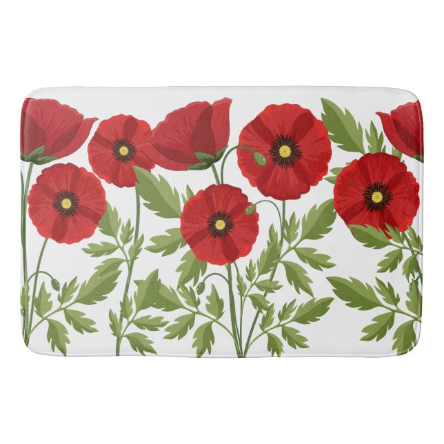 Poppy blooming joyful Summer Flowers Bath Mat (Front)