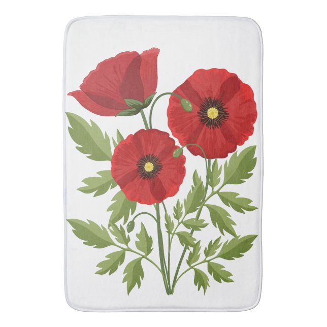 Poppy blooming joyful Summer Flowers Bath Mat (Front Vertical)