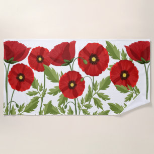 Poppy blooming joyful Summer Flowers Beach Towel