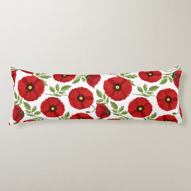 Poppy blooming joyful Summer Flowers Body Cushion (Front)
