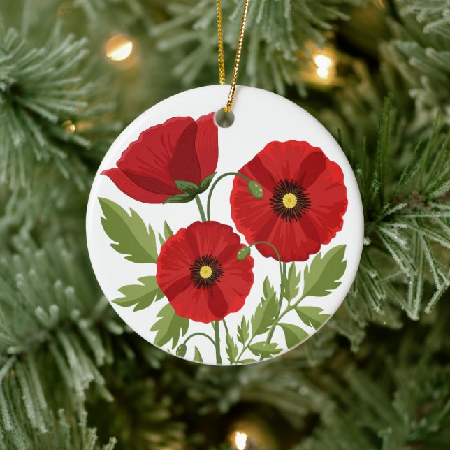 Poppy blooming joyful Summer Flowers Ceramic Tree Decoration (Tree)