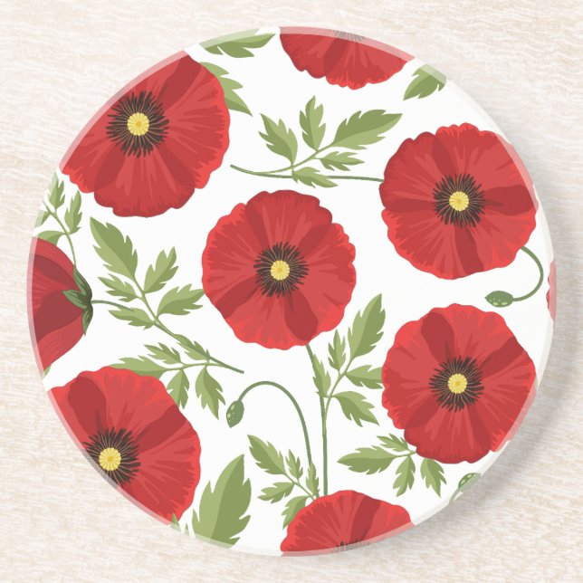 Poppy blooming joyful Summer Flowers Coaster (Front)