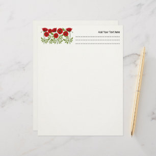 Poppy blooming joyful Summer Flowers Custom Letterhead