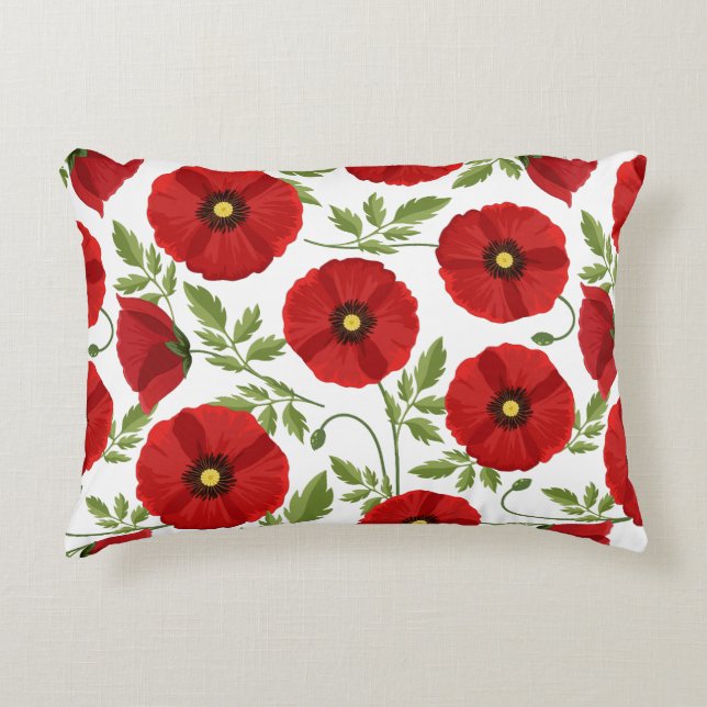 Poppy blooming joyful Summer Flowers Decorative Cushion (Front)