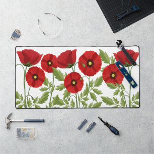 Poppy blooming joyful Summer Flowers Desk Mat