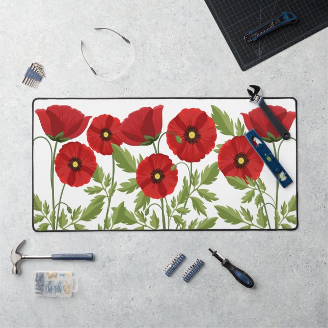 Poppy blooming joyful Summer Flowers Desk Mat (Workstation)