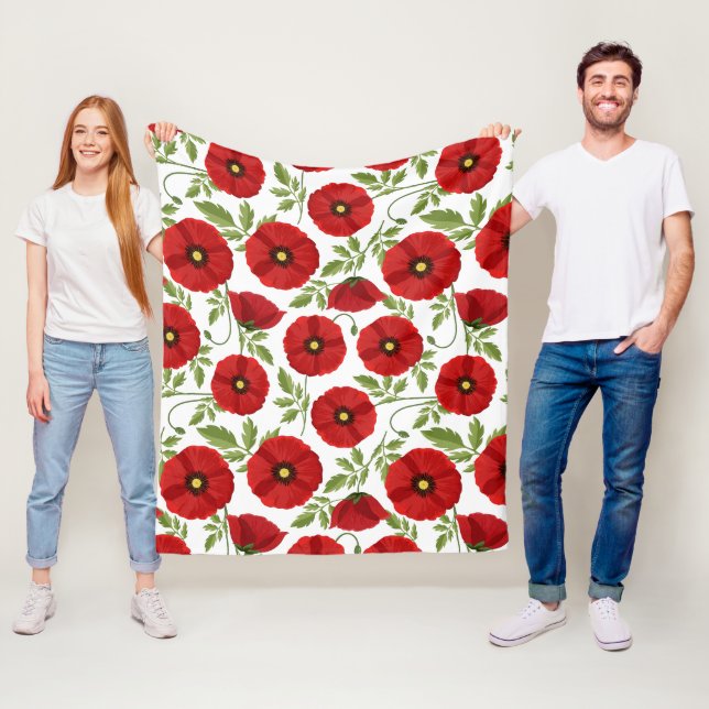 Poppy blooming joyful Summer Flowers Fleece Blanket (In Situ)