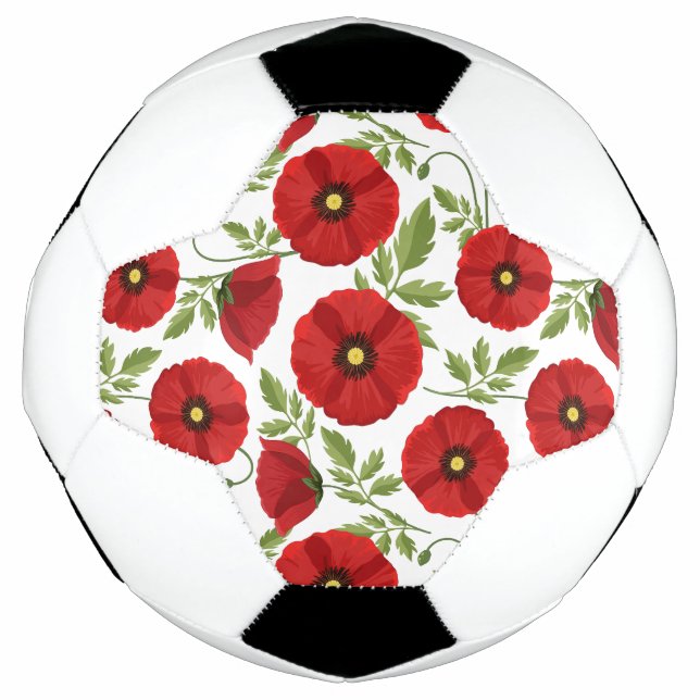 Poppy blooming joyful Summer Flowers Football (Front)