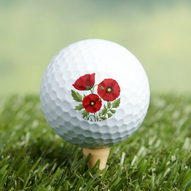 Poppy blooming joyful Summer Flowers Golf Balls (Insitu Tee)