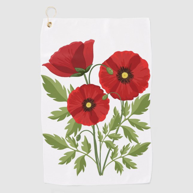 Poppy blooming joyful Summer Flowers Golf Towel (Front)