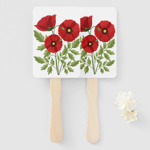Poppy blooming joyful Summer Flowers Hand Fan